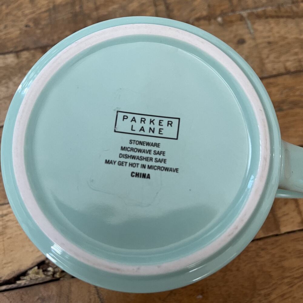 Parker Lane Mug Cat Person Coffee Tea Cup Mint Green Aqua 16 Oz Stoneware - Picture 6 of 10